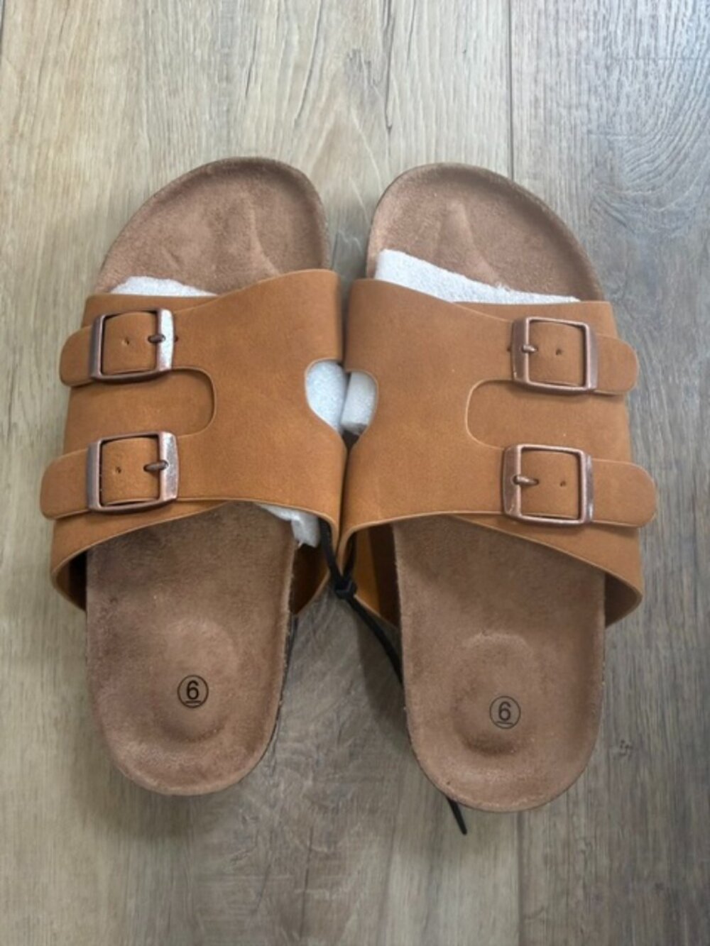 NEW Women's Brown Cork Sole Buckle Sandals Sz. 6